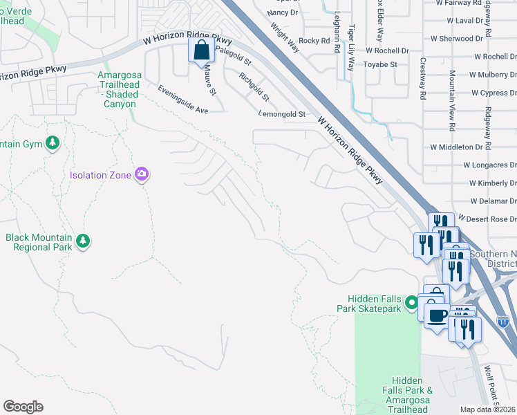 map of restaurants, bars, coffee shops, grocery stores, and more near Amargosa Trail in Henderson