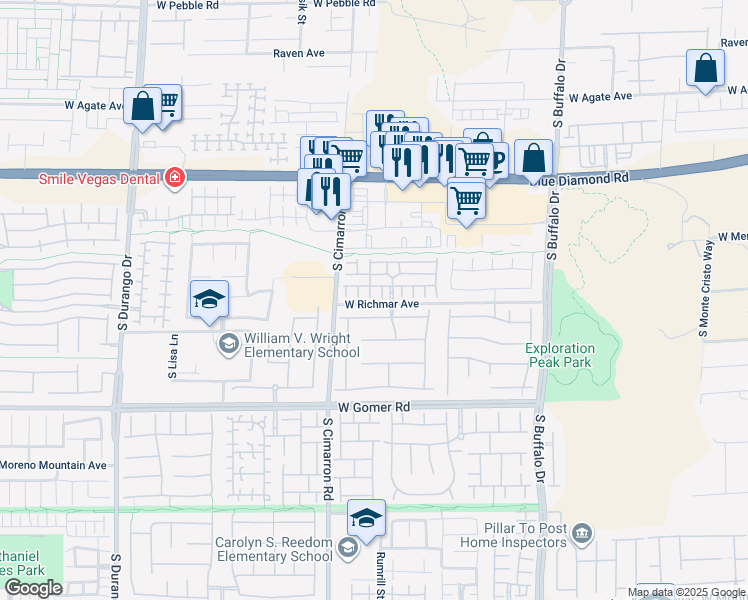 map of restaurants, bars, coffee shops, grocery stores, and more near 9494 Stillwater Bend Lane in Las Vegas