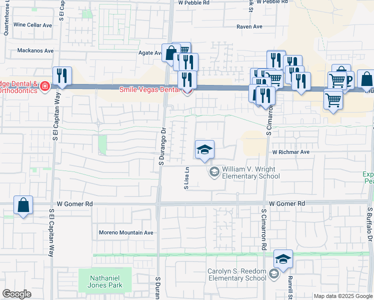 map of restaurants, bars, coffee shops, grocery stores, and more near 9474 Borough Park Street in Las Vegas