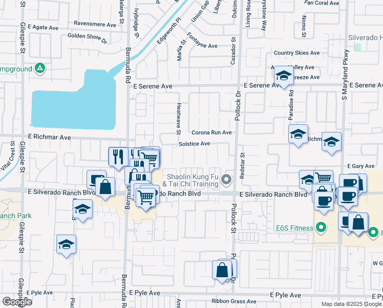 map of restaurants, bars, coffee shops, grocery stores, and more near 9555 Malvasia Court in Las Vegas
