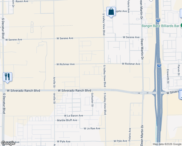 map of restaurants, bars, coffee shops, grocery stores, and more near 9572 Fiddleneck Street in Las Vegas