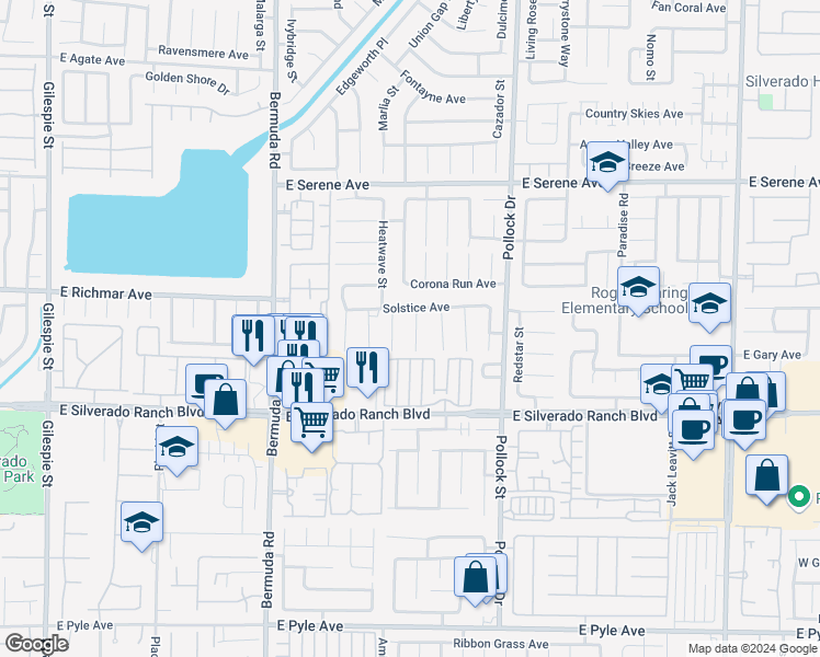 map of restaurants, bars, coffee shops, grocery stores, and more near 9555 Malvasia Court in Las Vegas