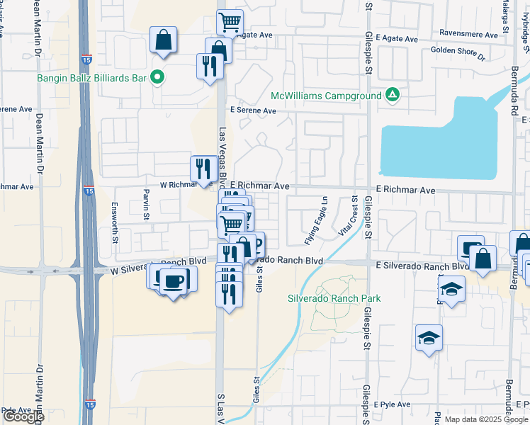 map of restaurants, bars, coffee shops, grocery stores, and more near 55 Belle Essence Avenue in Las Vegas