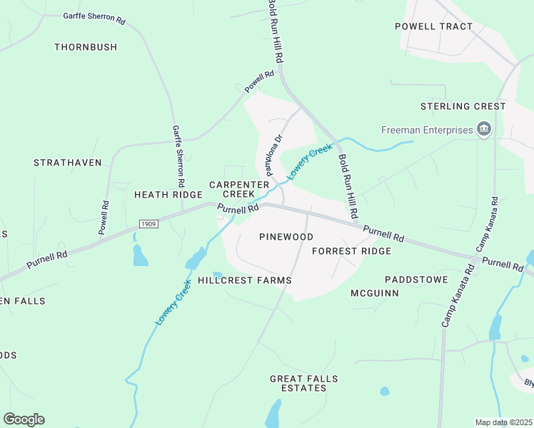 map of restaurants, bars, coffee shops, grocery stores, and more near 3625 Purnell Road in Wake Forest