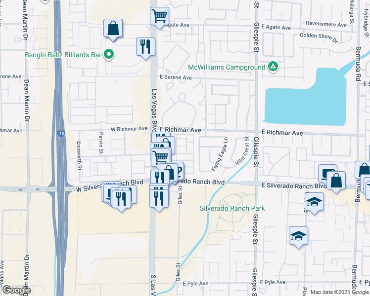 map of restaurants, bars, coffee shops, grocery stores, and more near 61 Belle Point Avenue in Las Vegas
