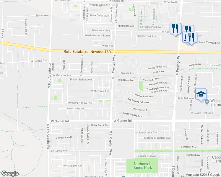map of restaurants, bars, coffee shops, grocery stores, and more near 9451 Illipah Creek Street in Las Vegas