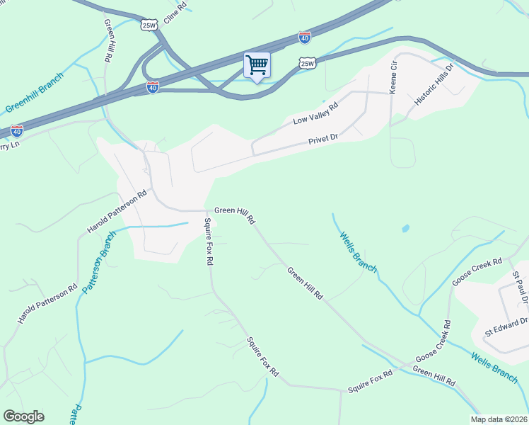 map of restaurants, bars, coffee shops, grocery stores, and more near 625 Green Hill Road in Dandridge