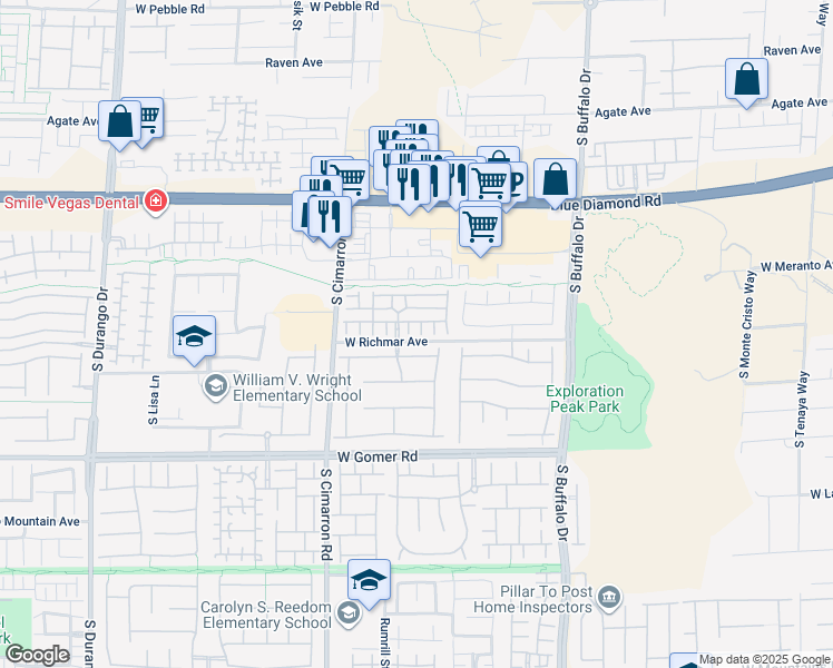 map of restaurants, bars, coffee shops, grocery stores, and more near 9485 Whitewater Crest Court in Las Vegas