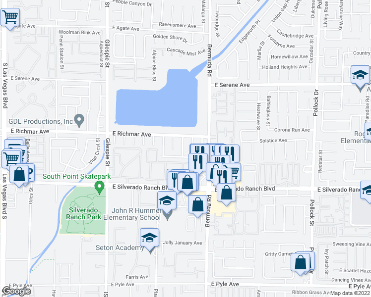 map of restaurants, bars, coffee shops, grocery stores, and more near 9524 Glen Iris Street in Las Vegas