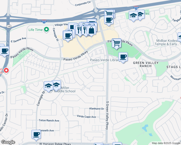 map of restaurants, bars, coffee shops, grocery stores, and more near 2290 Chestnut Bluffs Avenue in Henderson