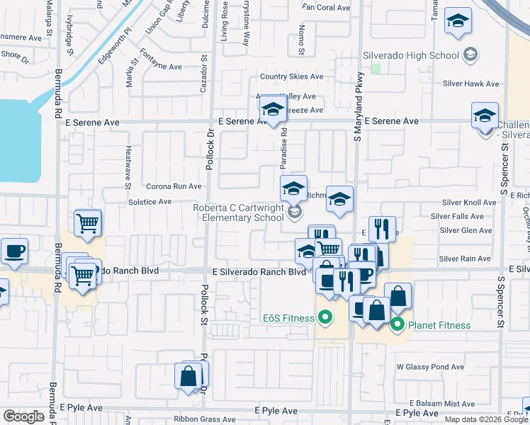 map of restaurants, bars, coffee shops, grocery stores, and more near 975 Country Back Road in Las Vegas