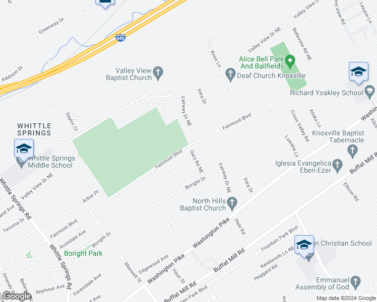 map of restaurants, bars, coffee shops, grocery stores, and more near 3618 Fairmont Boulevard in Knoxville