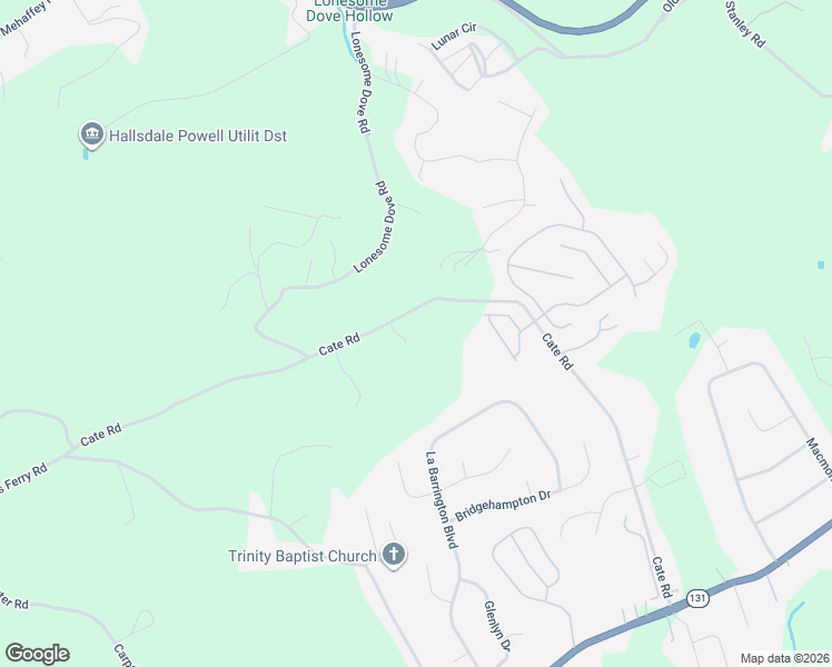 map of restaurants, bars, coffee shops, grocery stores, and more near 6502 Cate Road in Powell