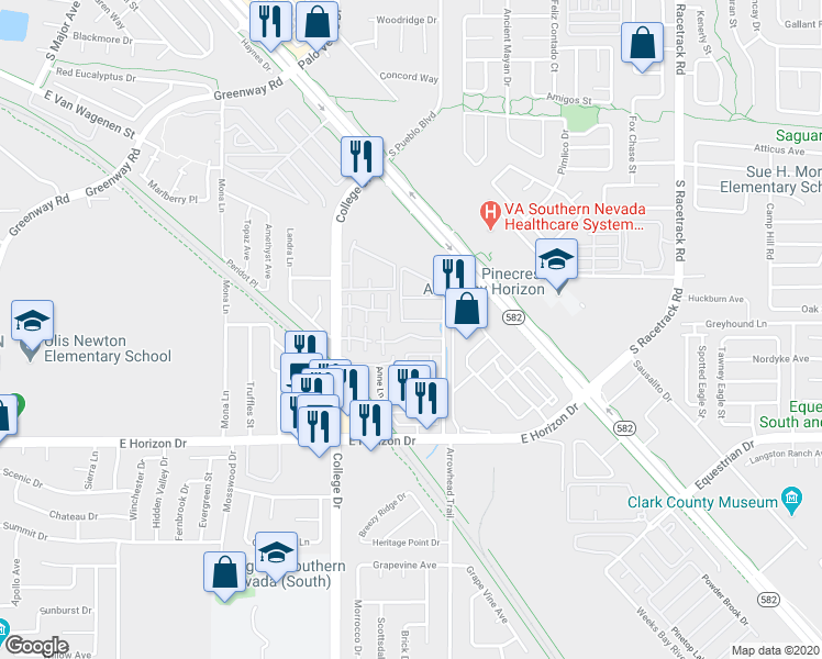 map of restaurants, bars, coffee shops, grocery stores, and more near 763 Heritage Vista Avenue in Henderson