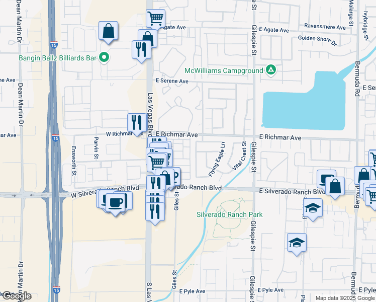 map of restaurants, bars, coffee shops, grocery stores, and more near 9567 Belle Reserve Street in Las Vegas