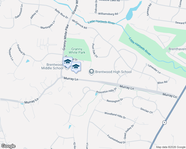 map of restaurants, bars, coffee shops, grocery stores, and more near 5302 Murray Lane in Brentwood