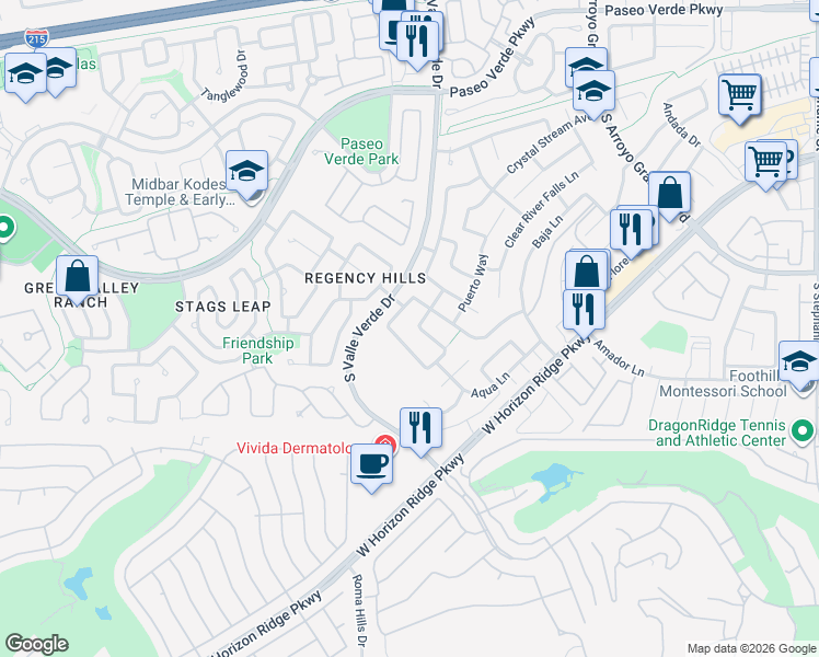 map of restaurants, bars, coffee shops, grocery stores, and more near 292 Fairmeadow Street in Henderson