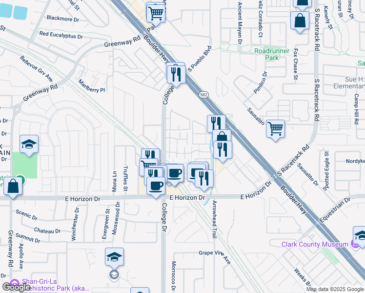 map of restaurants, bars, coffee shops, grocery stores, and more near 729 Heritage Vista Ave in Henderson