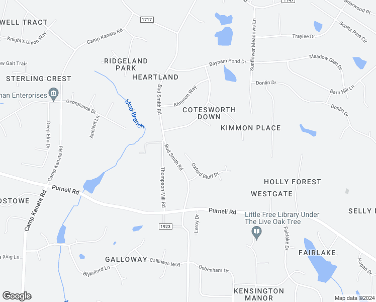 map of restaurants, bars, coffee shops, grocery stores, and more near 2709 Oxford Bluff Drive in Wake Forest
