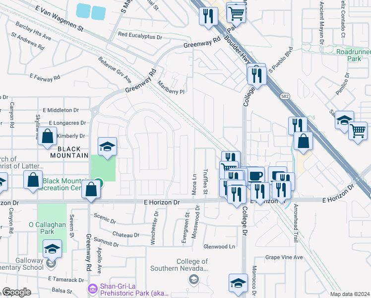 map of restaurants, bars, coffee shops, grocery stores, and more near 309 Whitney Crest St. in Henderson