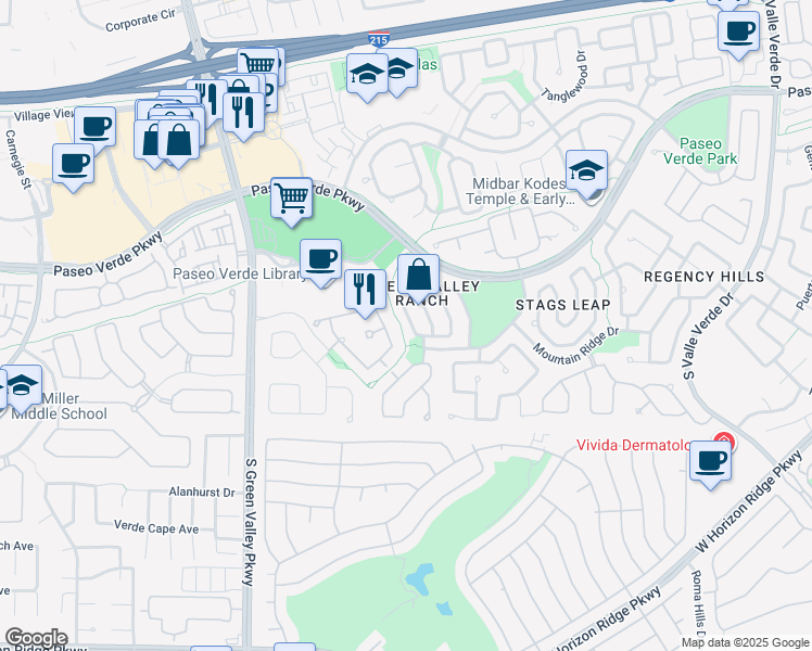 map of restaurants, bars, coffee shops, grocery stores, and more near 2052 Smoketree Village Circle in Henderson