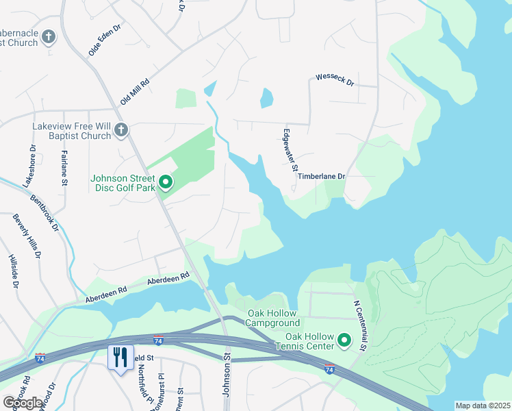 map of restaurants, bars, coffee shops, grocery stores, and more near 3700 Northshore Drive in High Point