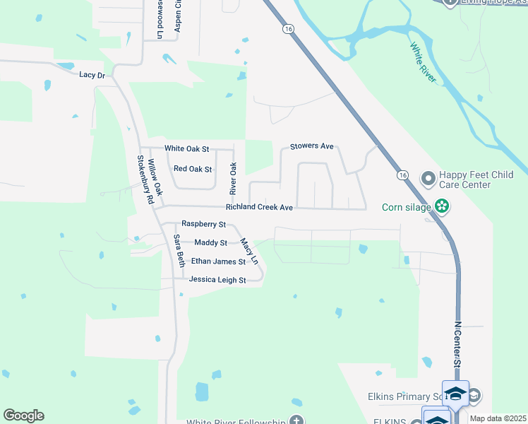 map of restaurants, bars, coffee shops, grocery stores, and more near 735 Richland Creek Avenue in Elkins