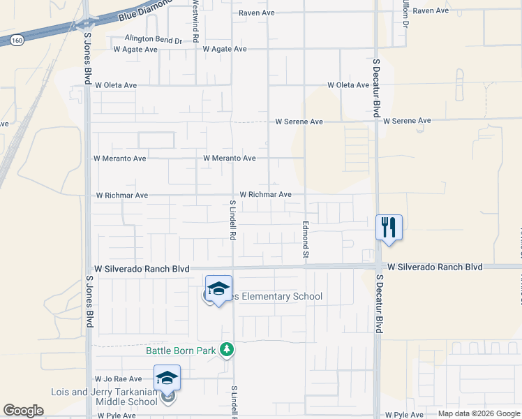 map of restaurants, bars, coffee shops, grocery stores, and more near 9546 Wayfarer Seek Court in Las Vegas