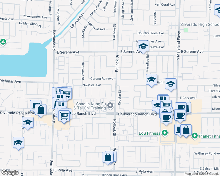 map of restaurants, bars, coffee shops, grocery stores, and more near 9539 Observer Street in Las Vegas