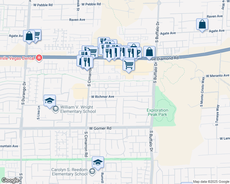map of restaurants, bars, coffee shops, grocery stores, and more near 9467 Diamond Willow Court in Las Vegas