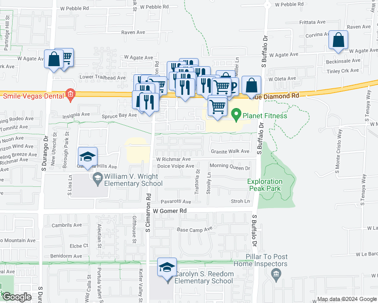 map of restaurants, bars, coffee shops, grocery stores, and more near 9465 Whitewater Crest Court in Las Vegas