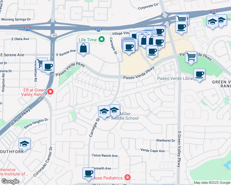 map of restaurants, bars, coffee shops, grocery stores, and more near 2414 Encourraging Court in Henderson