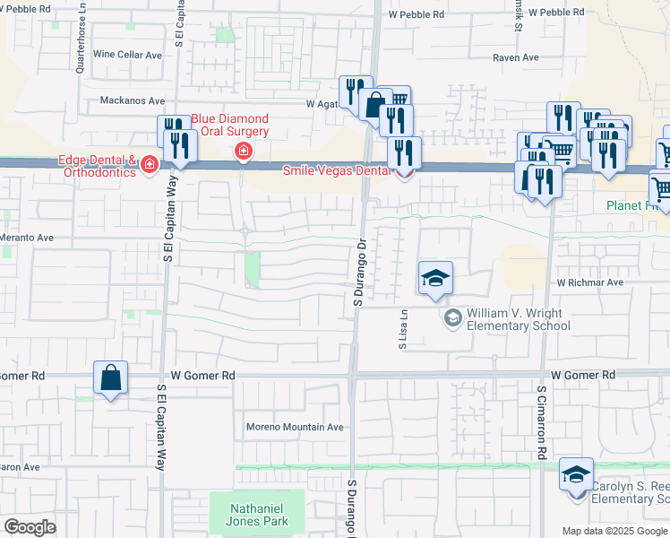 map of restaurants, bars, coffee shops, grocery stores, and more near 8664 Traveling Breeze Avenue in Las Vegas