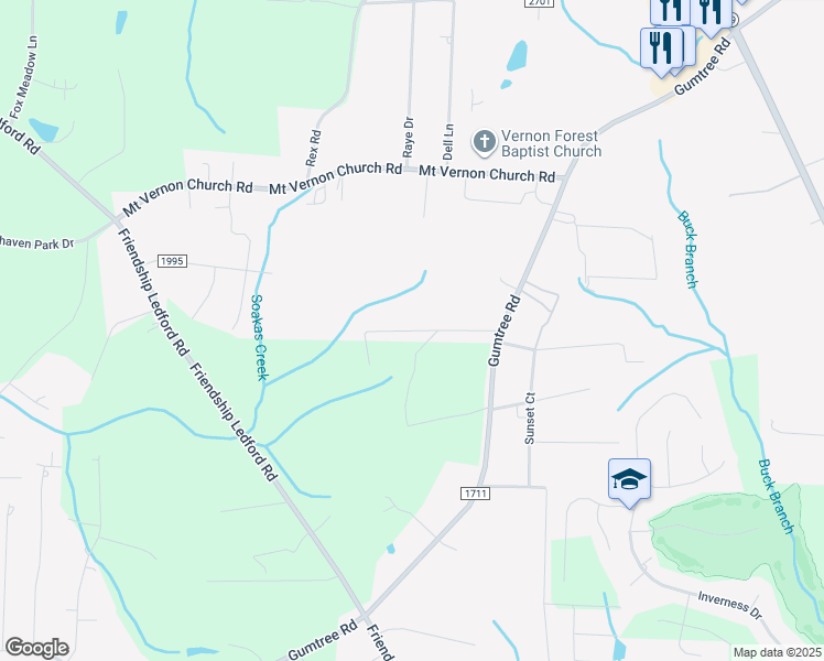 map of restaurants, bars, coffee shops, grocery stores, and more near 4731 Gumtree Road in Winston-Salem