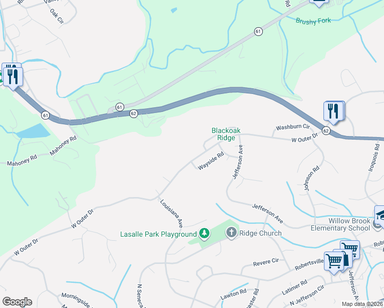 map of restaurants, bars, coffee shops, grocery stores, and more near 764 West Outer Drive in Oak Ridge
