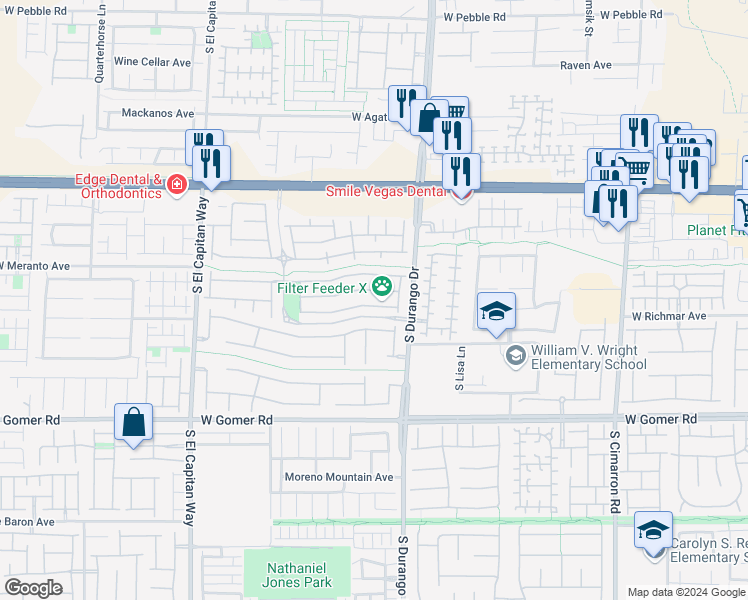 map of restaurants, bars, coffee shops, grocery stores, and more near 8684 Traveling Breeze Avenue in Las Vegas
