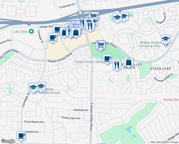 map of restaurants, bars, coffee shops, grocery stores, and more near 292 Fancrest Street in Henderson