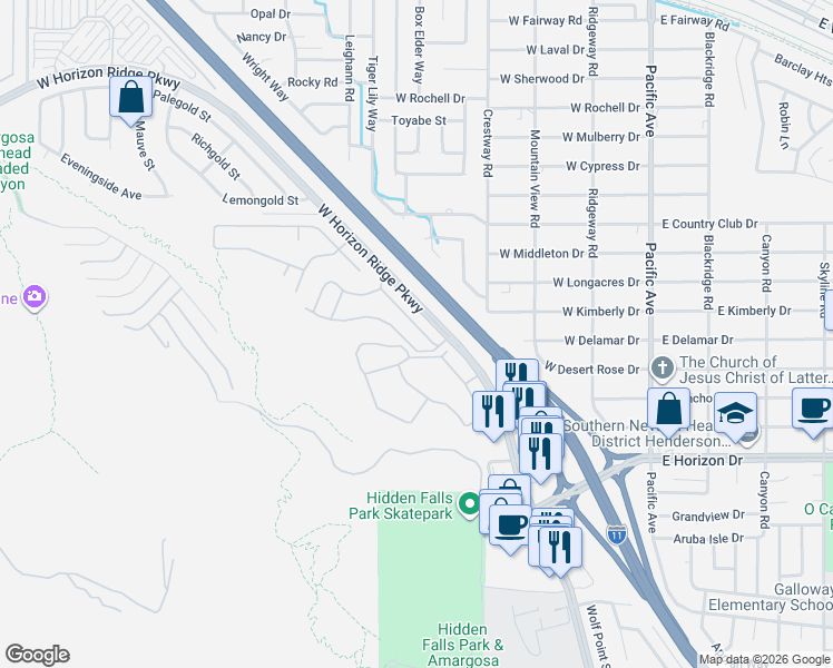 map of restaurants, bars, coffee shops, grocery stores, and more near 312 Quail Finch Drive in Henderson