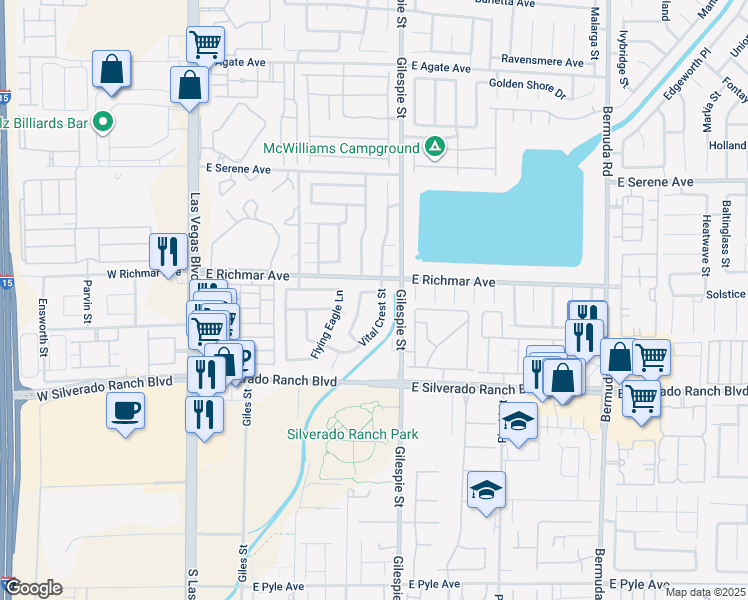 map of restaurants, bars, coffee shops, grocery stores, and more near 9548 Vital Crest Street in Las Vegas