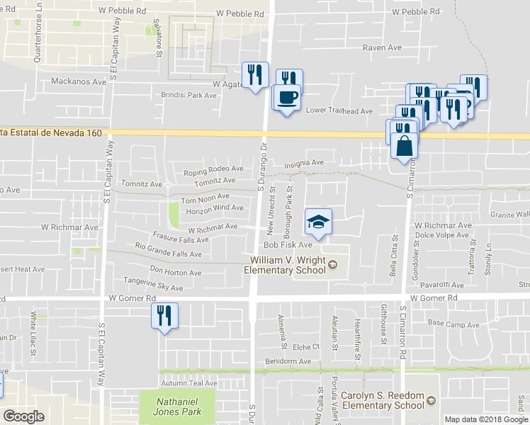 map of restaurants, bars, coffee shops, grocery stores, and more near 9441 New Utrecht Street in Las Vegas