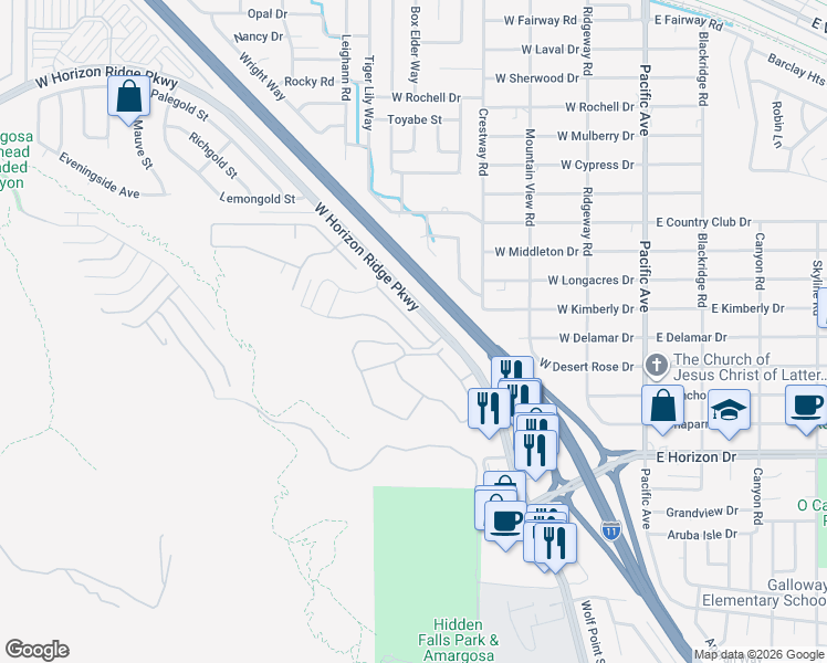 map of restaurants, bars, coffee shops, grocery stores, and more near 311 Rain Quail Way in Henderson