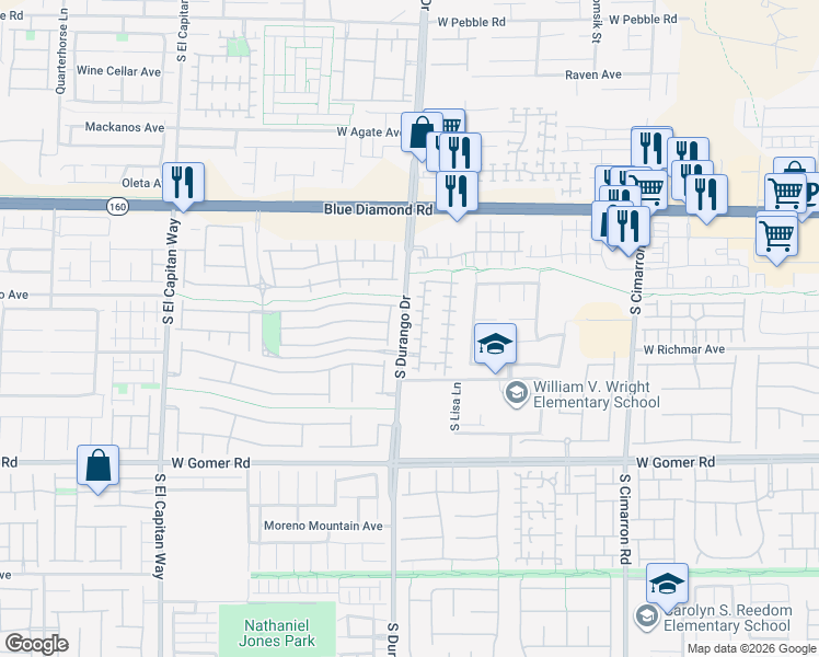 map of restaurants, bars, coffee shops, grocery stores, and more near 9441 New Utrecht Street in Las Vegas