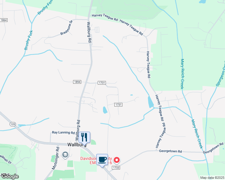 map of restaurants, bars, coffee shops, grocery stores, and more near 450 Reece Road in Winston-Salem