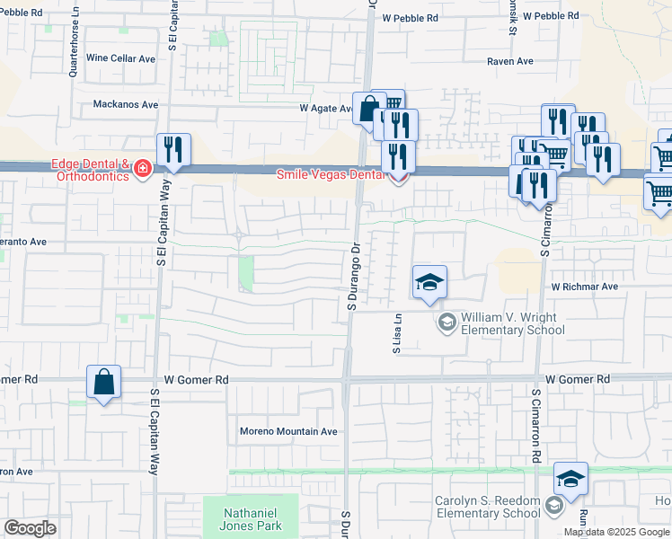 map of restaurants, bars, coffee shops, grocery stores, and more near 8639 Horizon Wind Avenue in Las Vegas