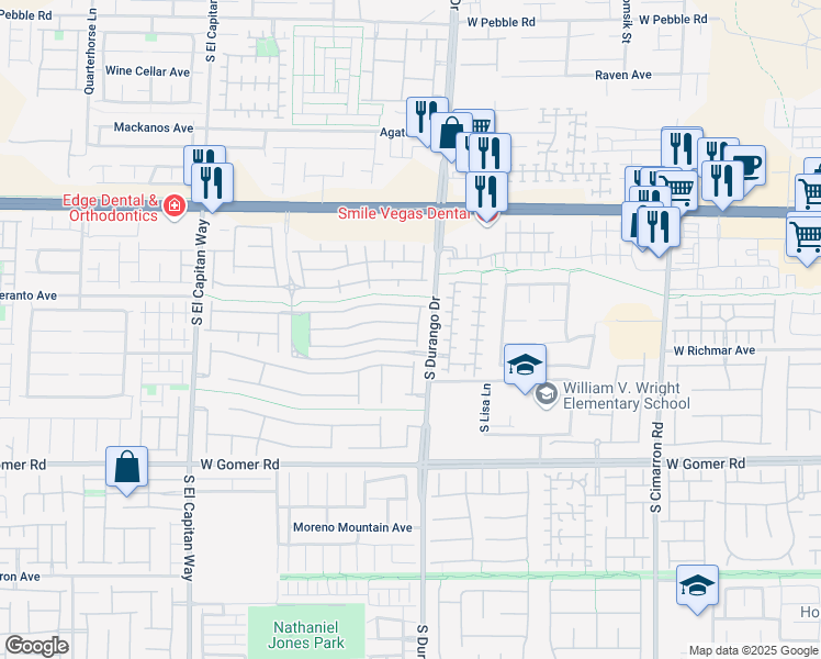 map of restaurants, bars, coffee shops, grocery stores, and more near 8639 Horizon Wind Avenue in Las Vegas