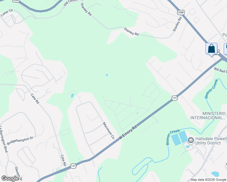 map of restaurants, bars, coffee shops, grocery stores, and more near 4714 West Emory Road in Powell