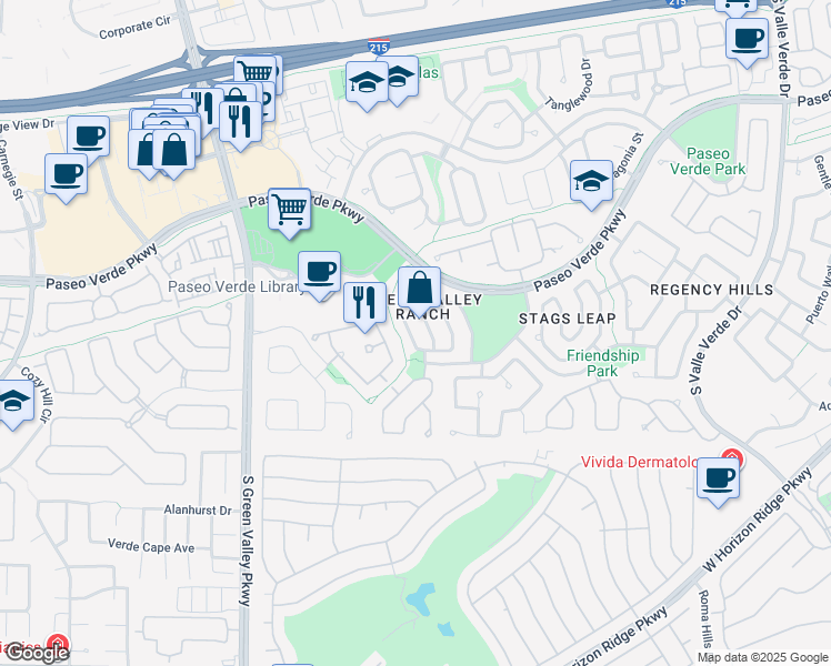 map of restaurants, bars, coffee shops, grocery stores, and more near 2056 Smoketree Village Circle in Henderson