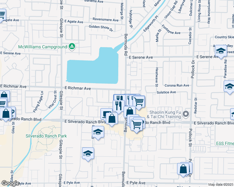 map of restaurants, bars, coffee shops, grocery stores, and more near 9526 Virginia Pine Court in Las Vegas