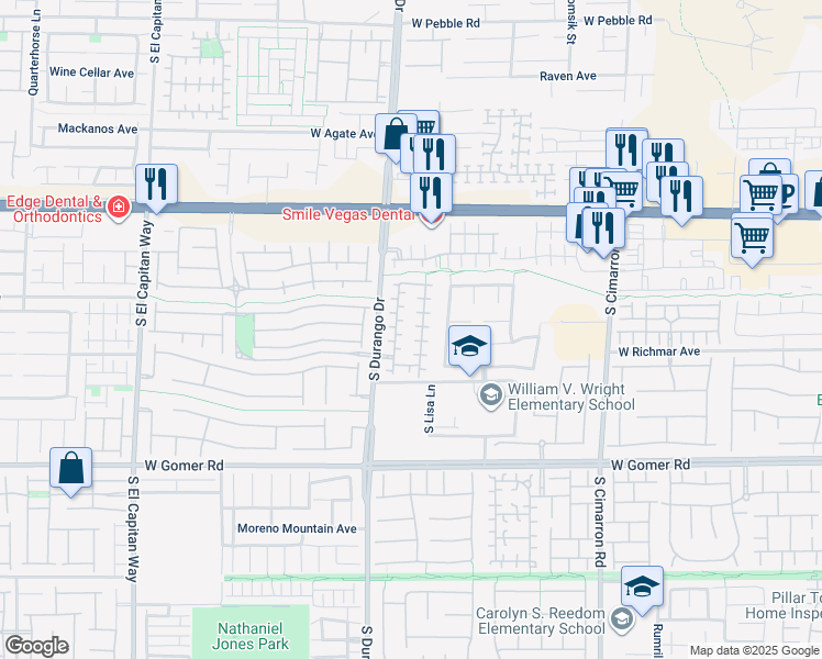map of restaurants, bars, coffee shops, grocery stores, and more near 9431 Borough Park Street in Las Vegas