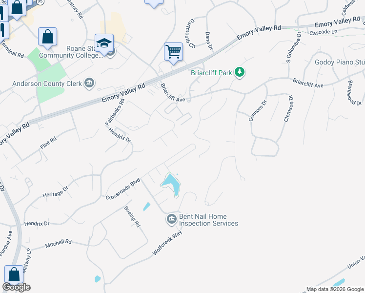 map of restaurants, bars, coffee shops, grocery stores, and more near 141 Crossroads Boulevard in Oak Ridge